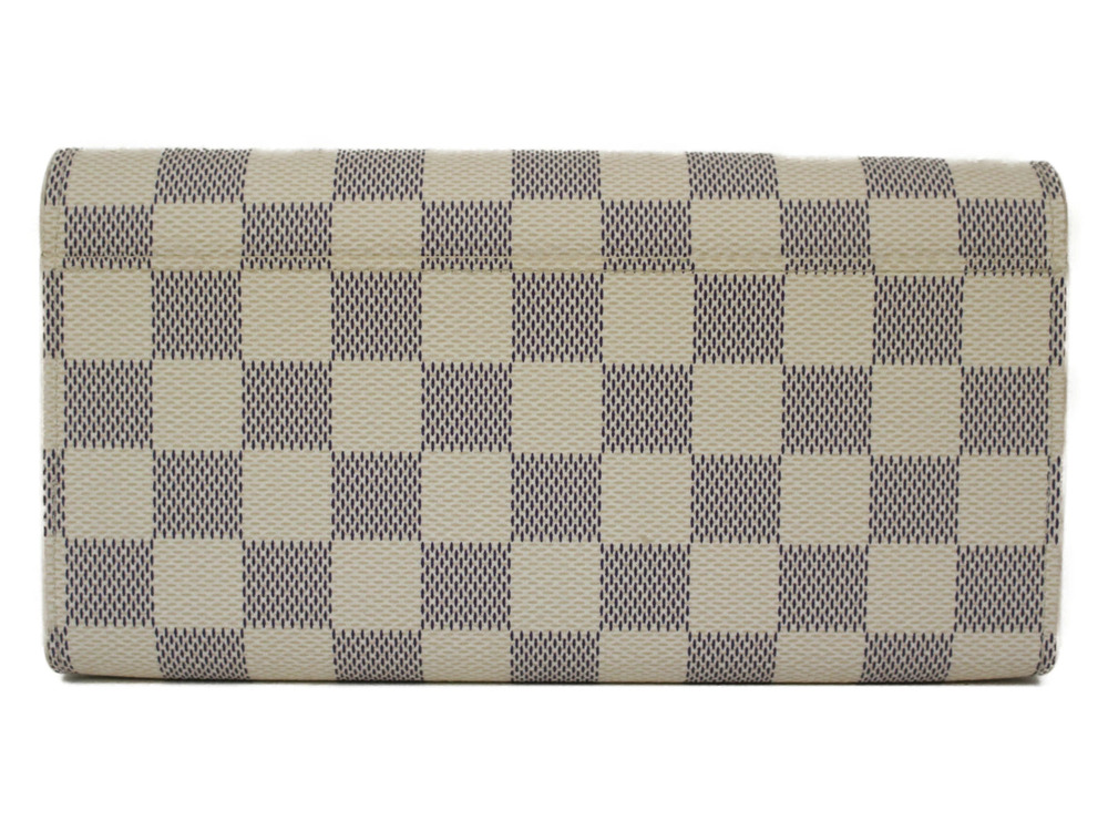 Louis Vuitton Portefeuille Sarah Azur White Wallet Canvas Damier Long White